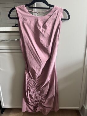 Zara Mauve Pink Sleeveless Ruched Midi Dress